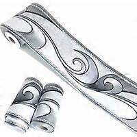 Decorative Wall Sticker with Wave Patterns Silver Gray 10cm x 10m