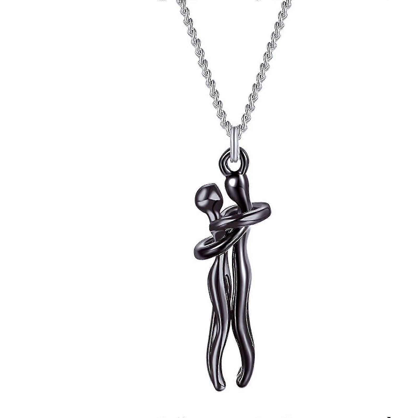 Abraço Colar Casais Abrace Amantes Colar Colares de Prata, Abraço Casais Colar Joias Presentes Para Homens Mulheres Jb51-3