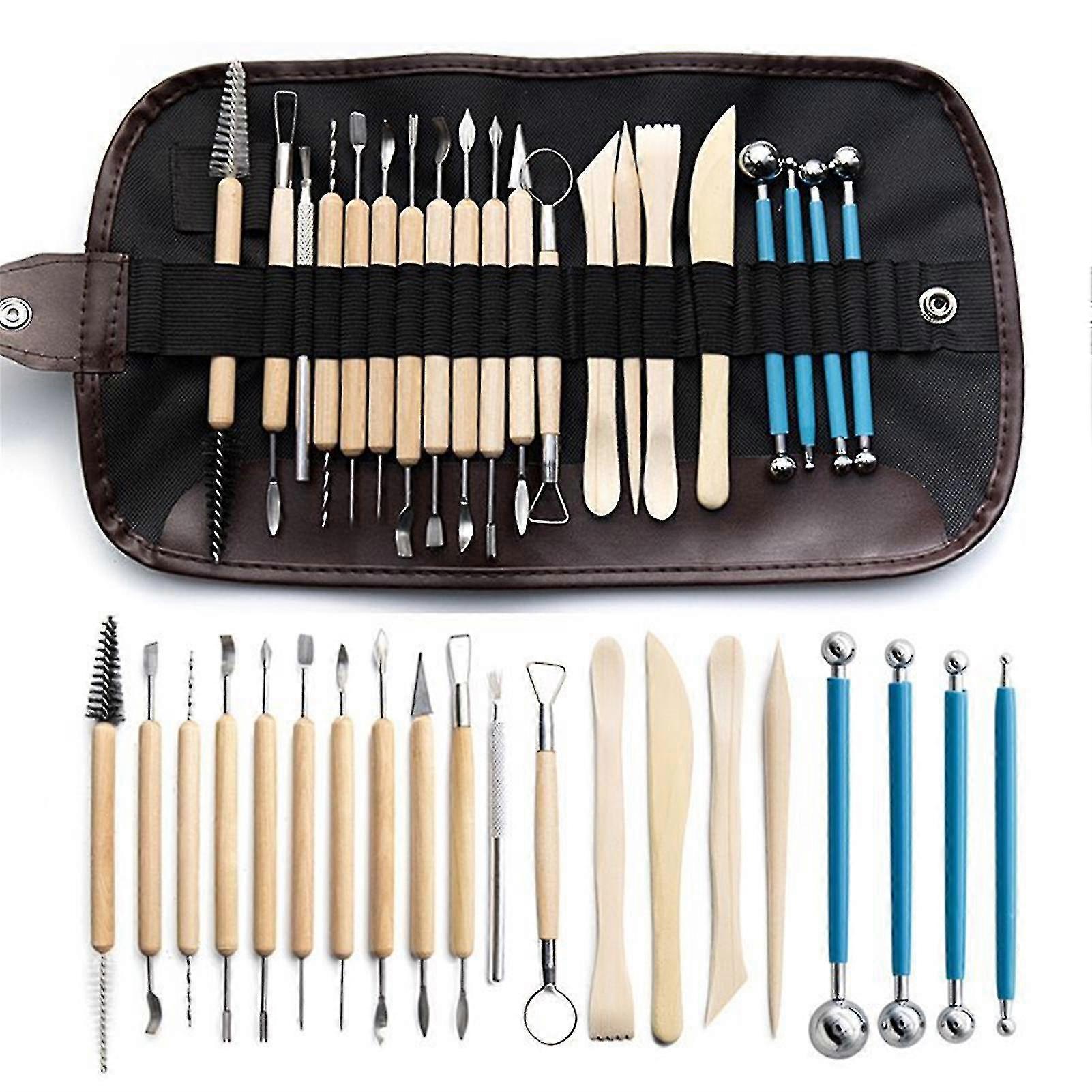 20pcs Ceramic Tool Set Clay Carving Cutter Scraper Wrapped Soft Auxiliary Tools
