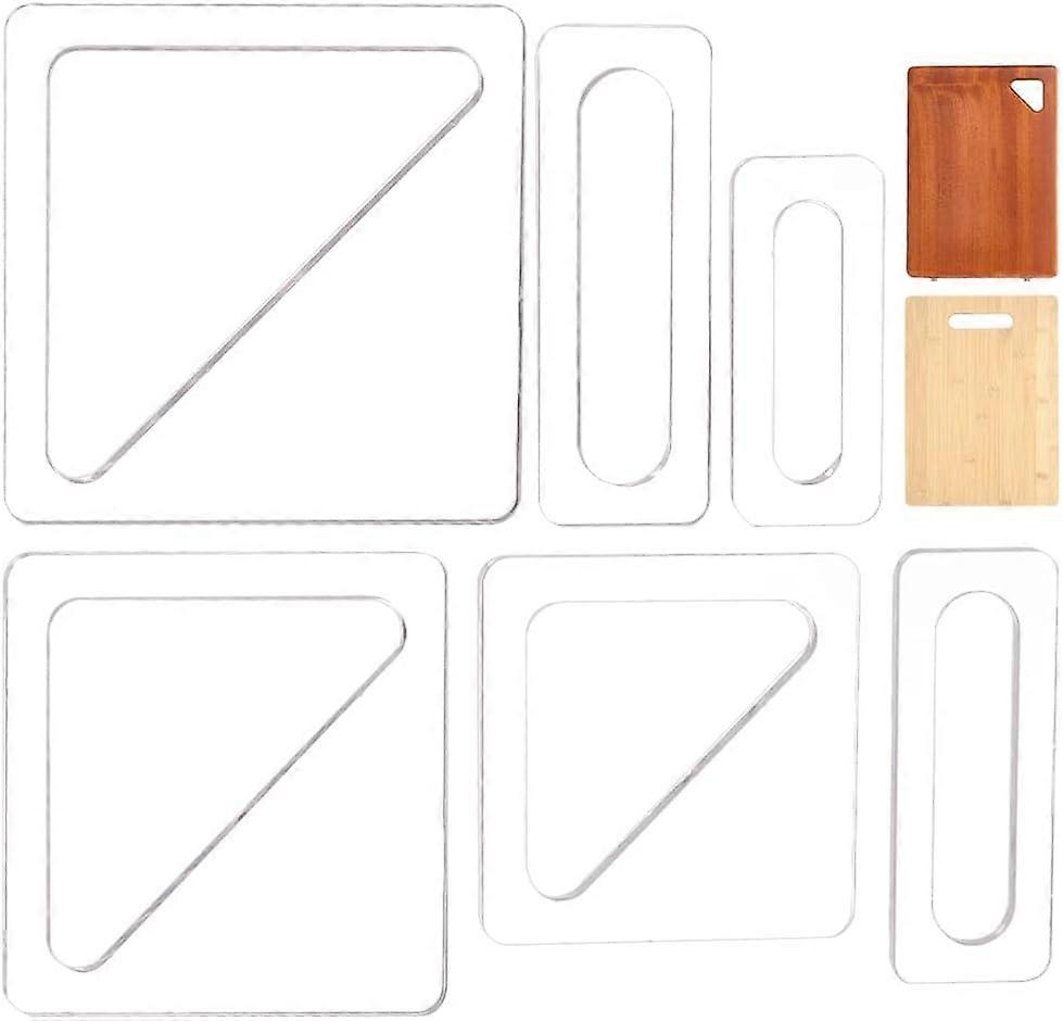2 Sets 6 Size Acrylic Charcuterie Board Handle Template Clear Triangular Elliptical Cut Tracing Stencils for Woodworkers and Makers DIY