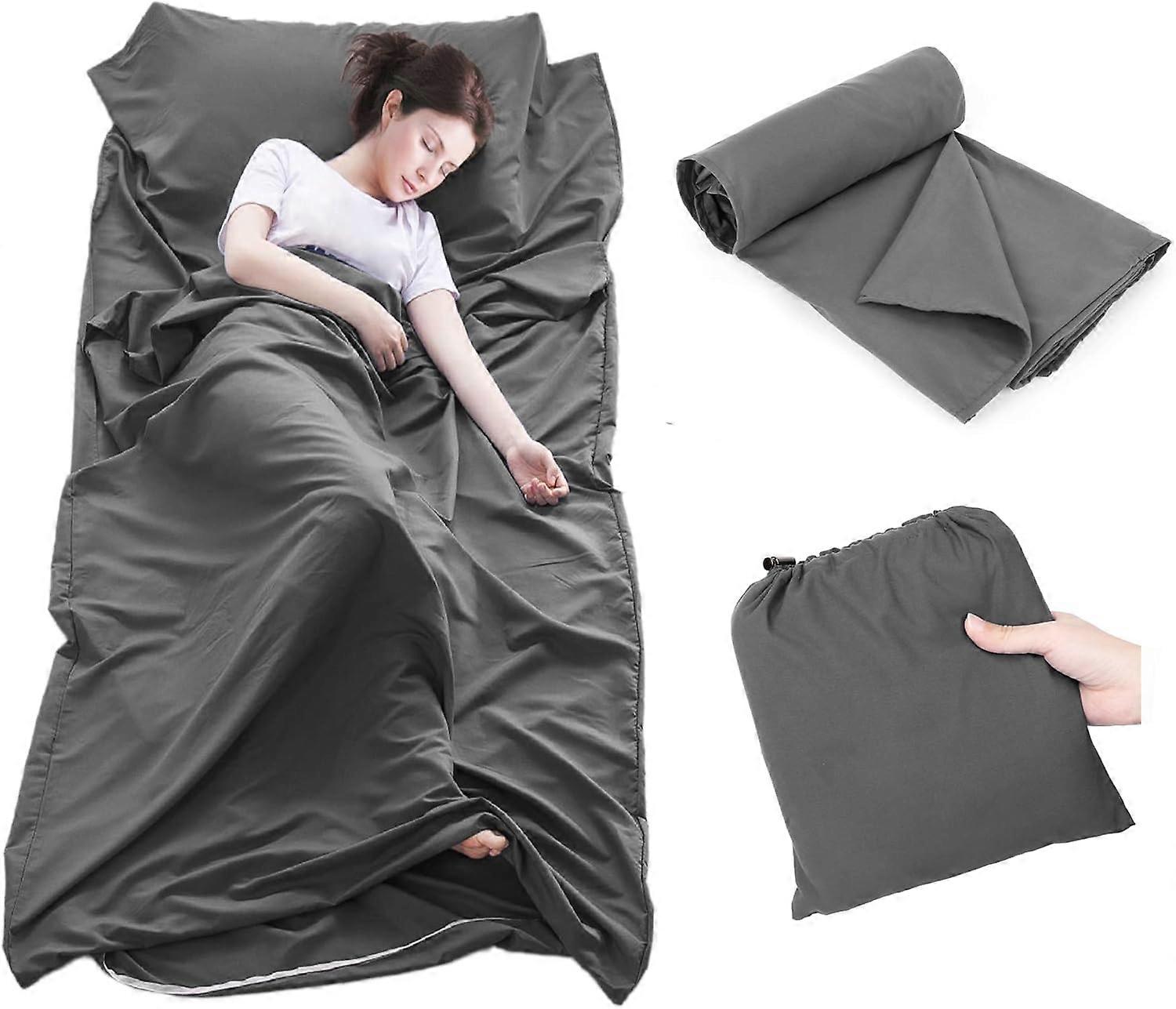 Liners Travel Sheet Sleeping Bag Liner, 75 x 210 cm Portable Polyester Sleeping Bag Liner for Travelling Hostels,Grey