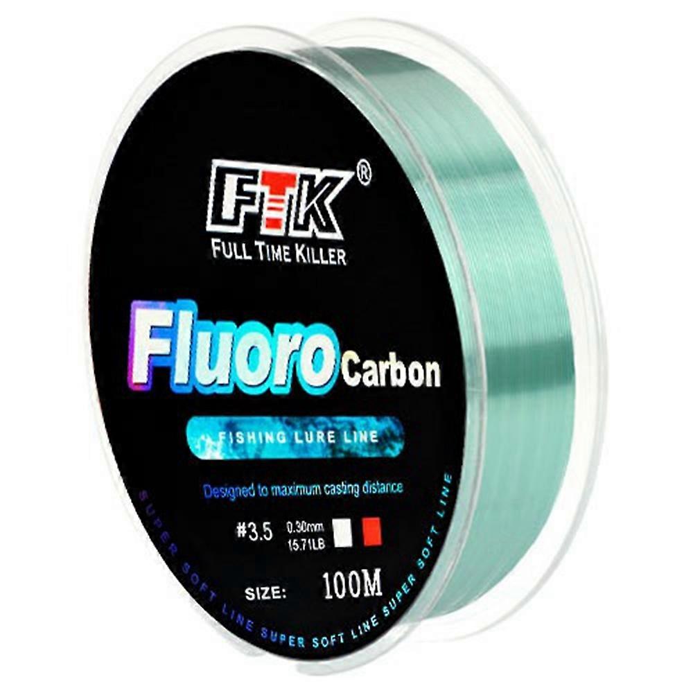FTK 100m Linie de pescuit cu fluorocarbon verde negru bobină Linie de pește monofilament de înaltă rezistență - Dimensiune