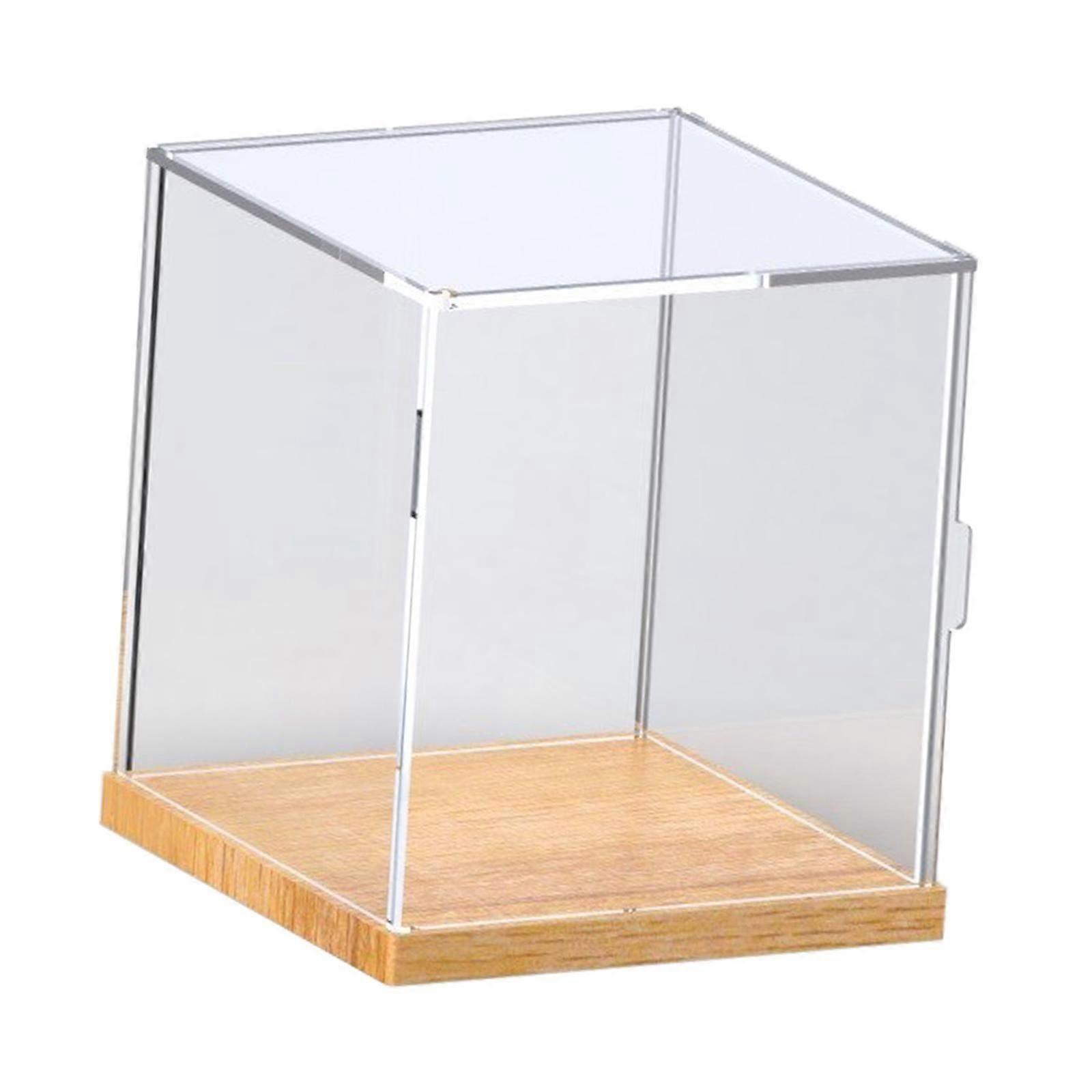 Countertop Action Figures Display Box Showcase Wood Bottom for Retail Stores 15x15x16cm