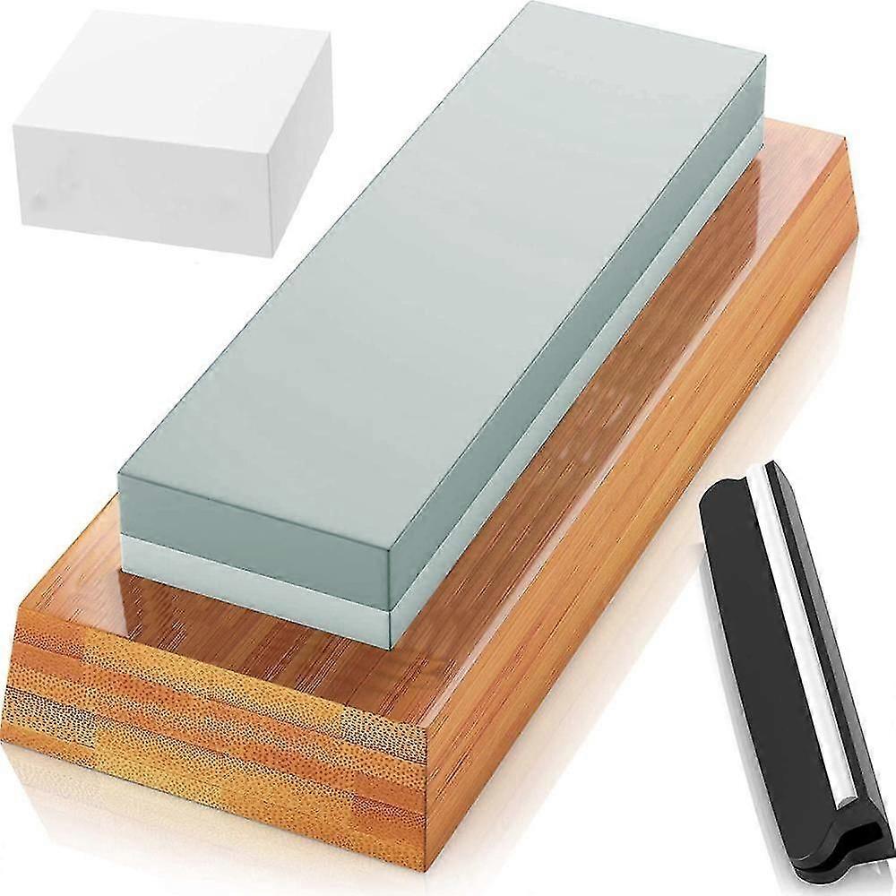Prum Whetstone ening Stone 2 Side Grit 400/1000-whetstone Knife ener With Flattening Stone Nonslip Rubber Base,2077