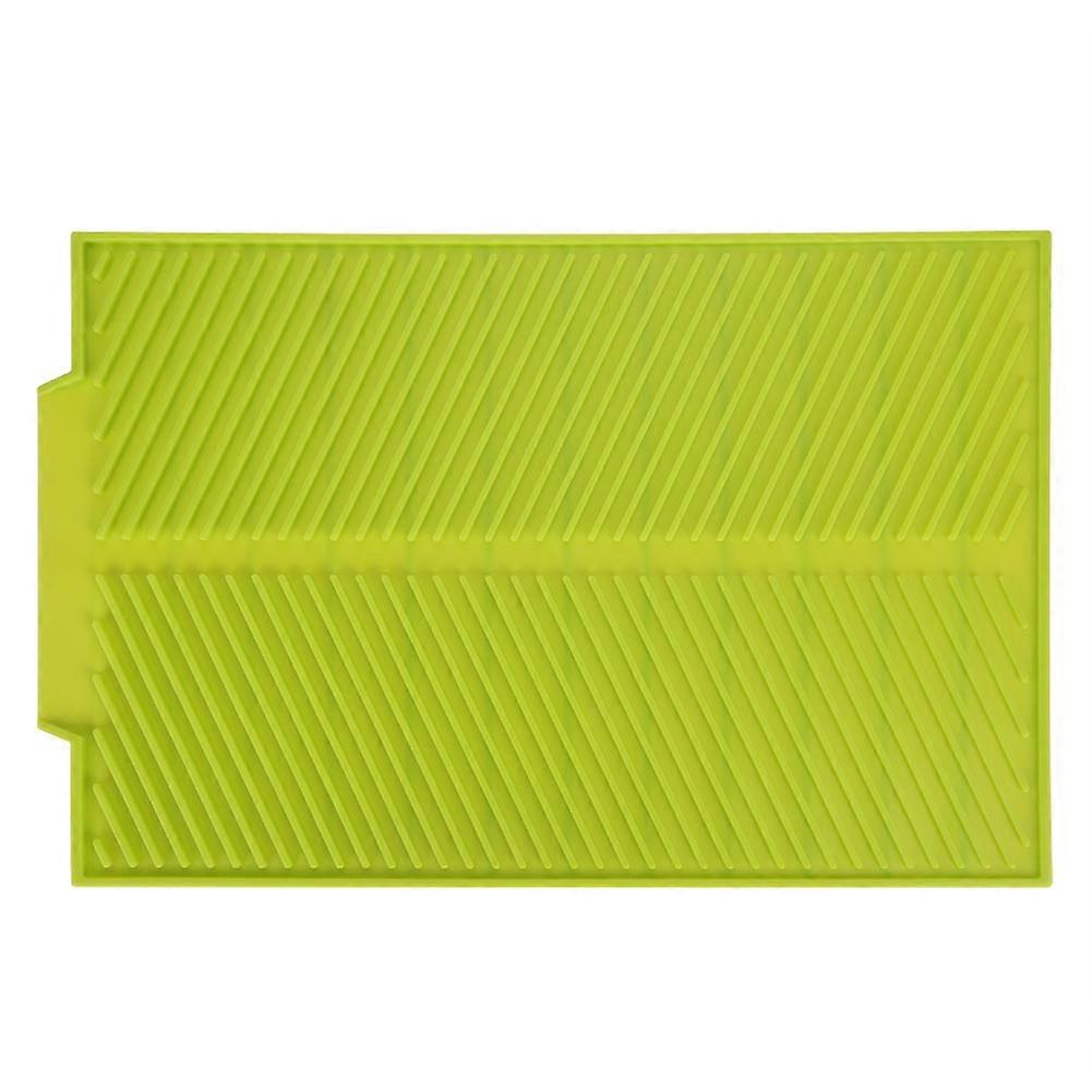 Rectangle Silicone Drain Mat Drying Dishes Pad Heat Resistant Slip proof Tray(Green)