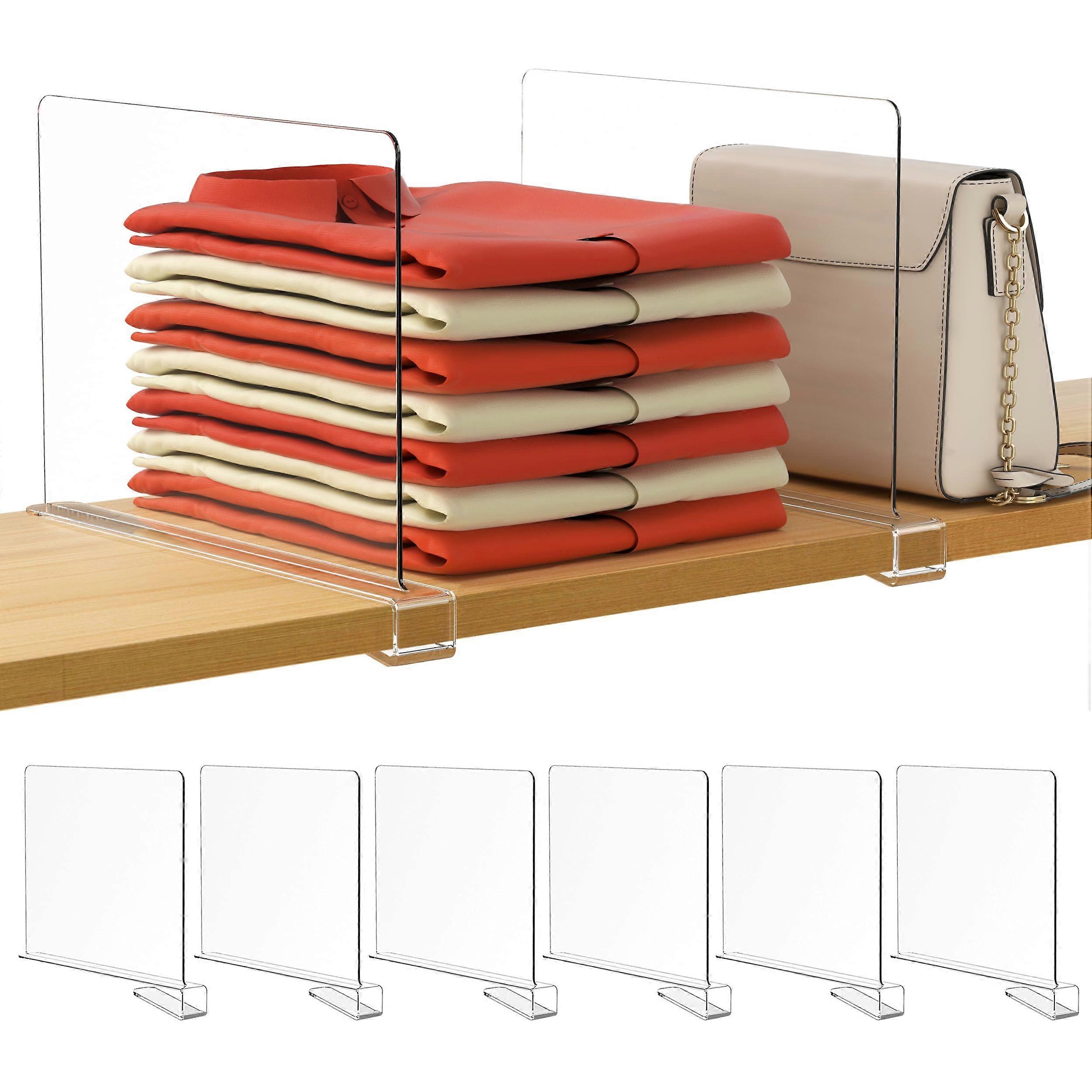 6 Pack Clear Shelf Dividers for Closet Organizing