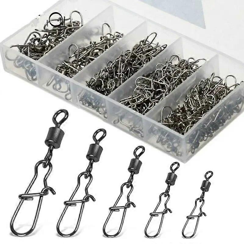 50pcs/box Stainless Steel Fishing Connector With Thread And Snap Grip Hook Fishing Tools For Throwers