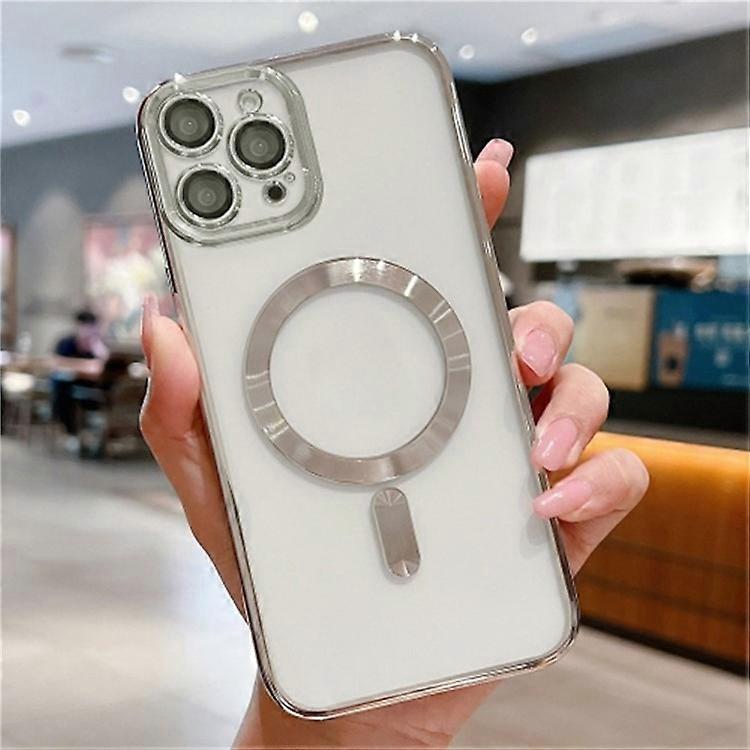 Compatible For iPhone 16 Pro Max Case Electroplating TPU Phone Cover Compatible with MagSafe