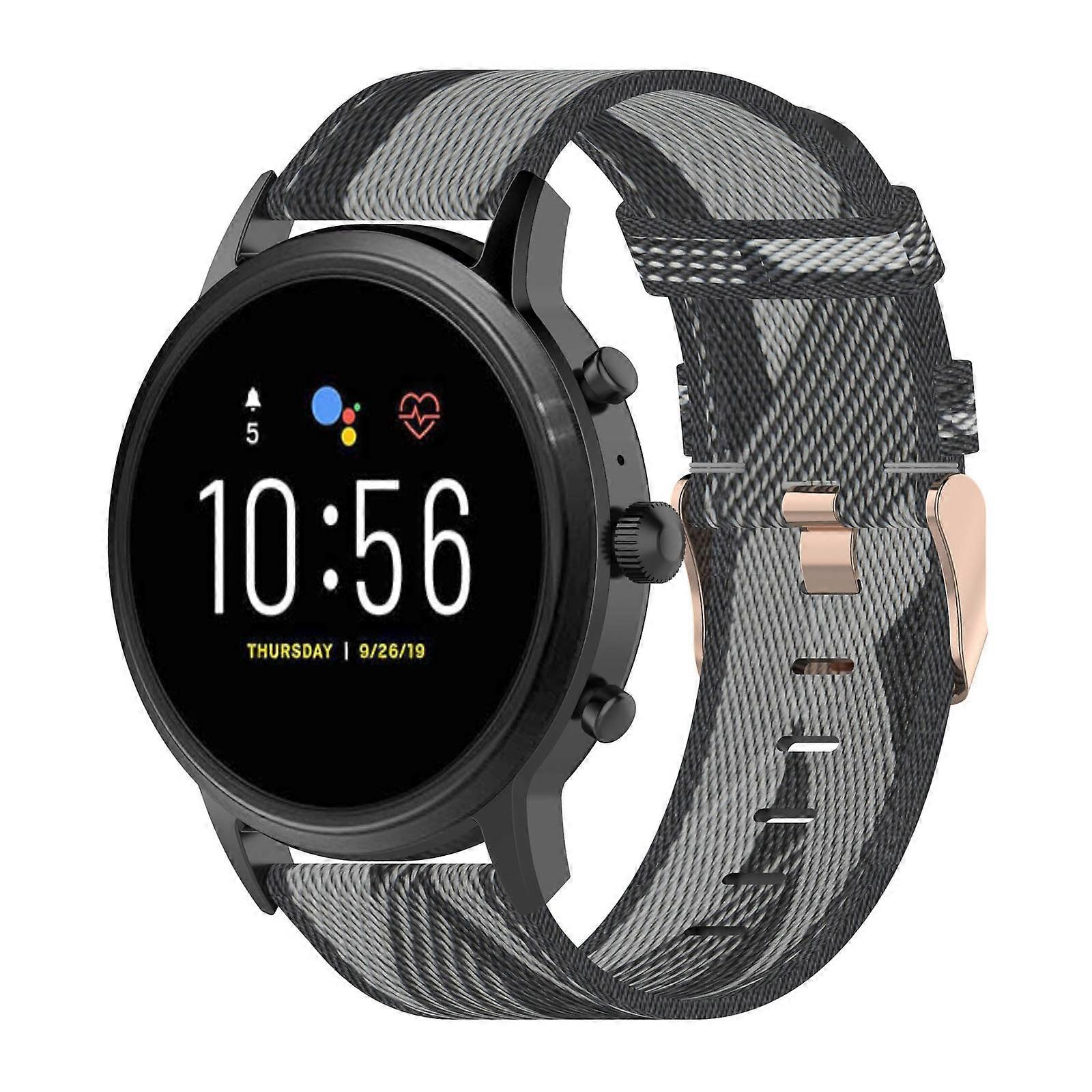 22mm Stripe Weave Nylon Wrist Strap Watch Band for Fossil Gen