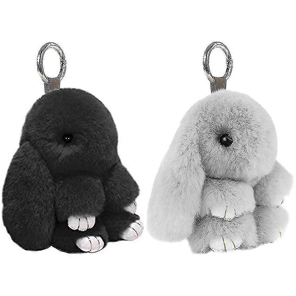 2pcs Rabbit Shaped Plush Keychain, Bunny Doll Pendant Keyring