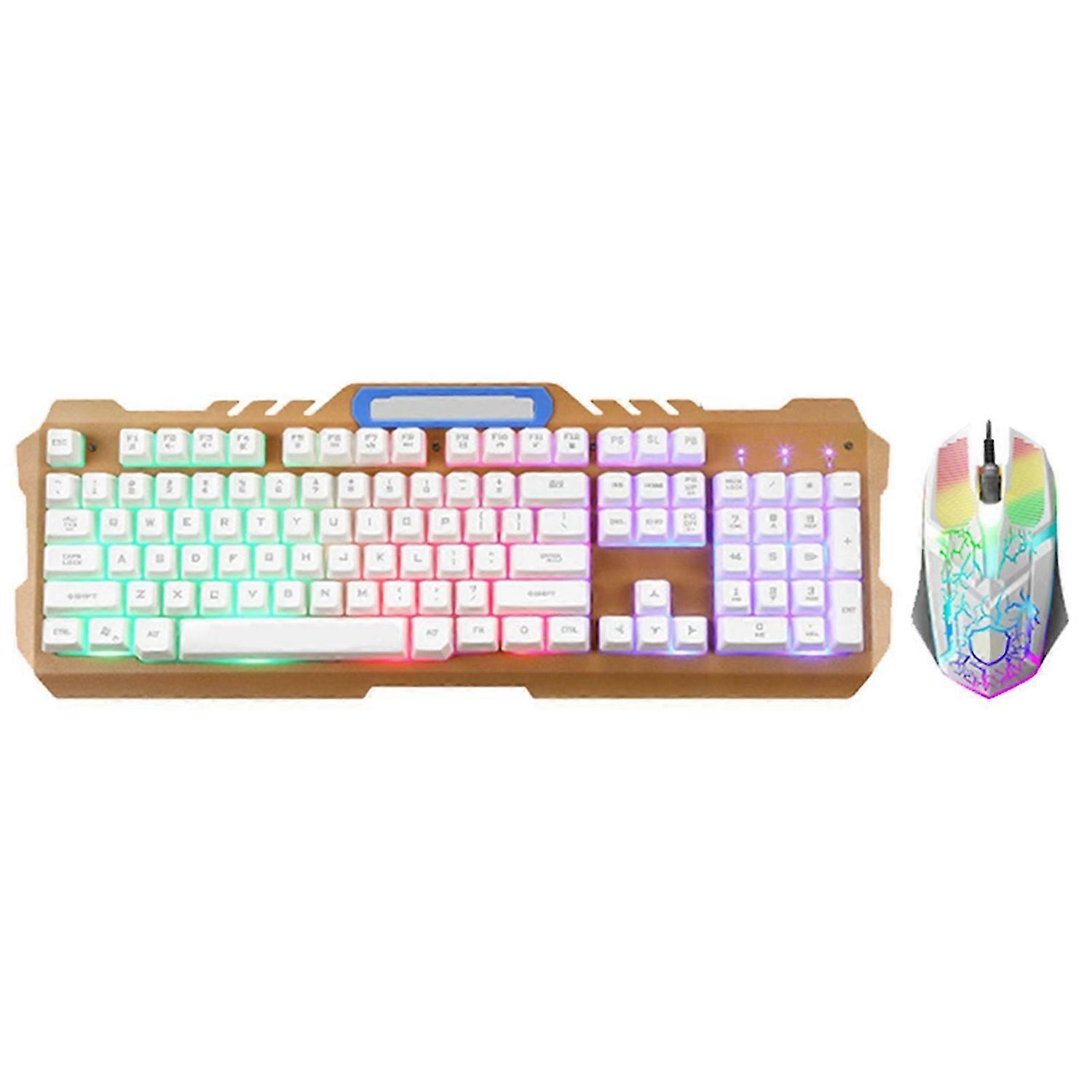 T21 Cursor Mouse LED RGB Light Wired Metal Mechanical Keyboard Mouse Set for Gaming