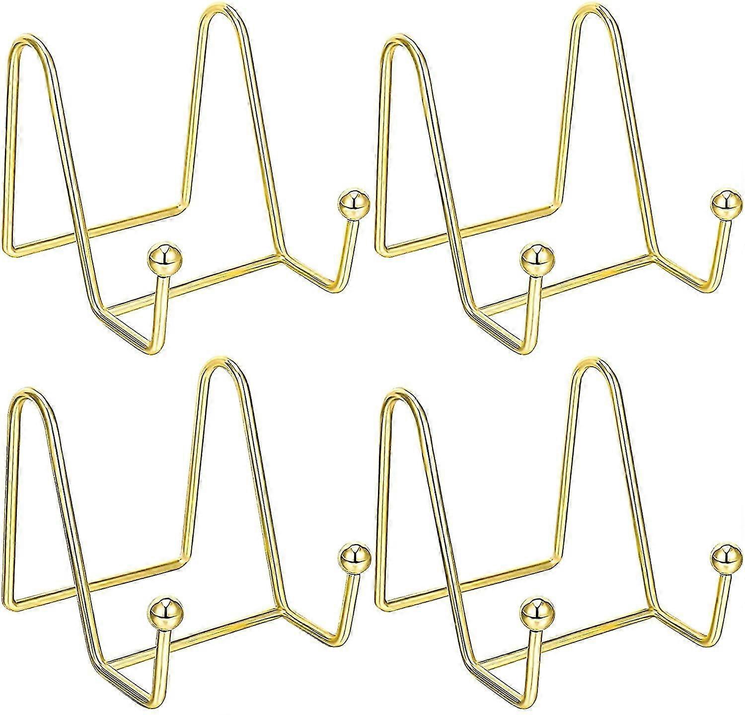 4pcs Plate Holders For Display Display Stand Metal Frame Stand For Photo Decorative Plate Book Easel Picture Golden