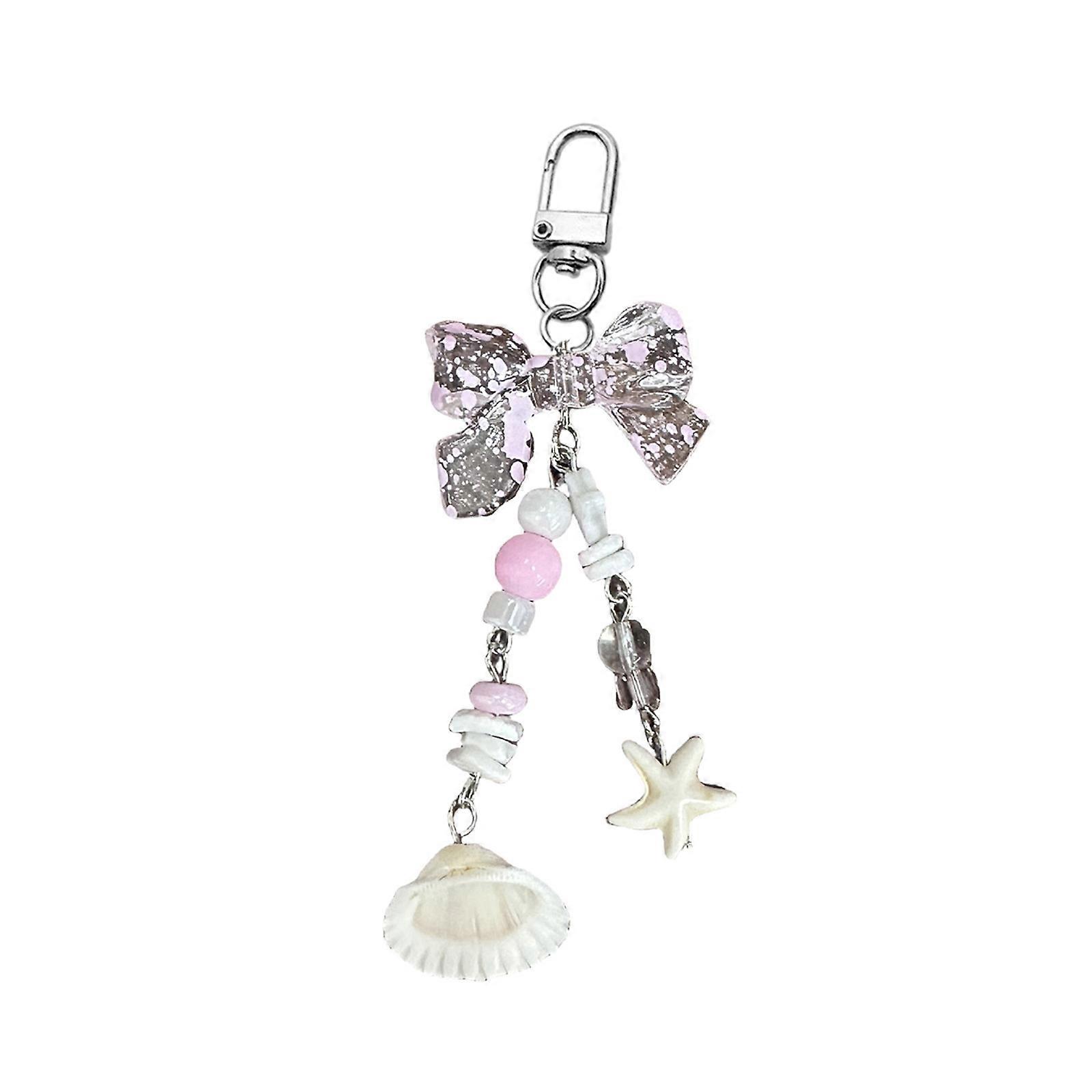 Lightweight Pearls Charm Keychain Strap Lightweight Alloy Shell Phone Charm Dainty Key Adornment for Fashion Enthusiasts