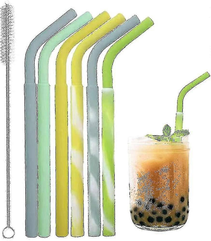 6 Pcs Reusable Straws Silicone Drinking Straw