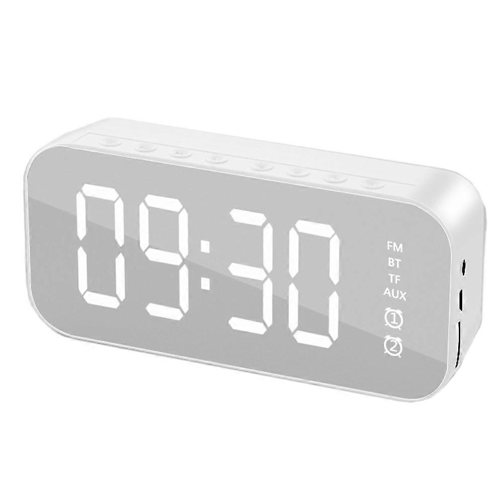 Alarm Clock For Bedroom/Office,Digital Clock With Bluetooth Speaker, Alarm Clock For Heavy Sleepers-White