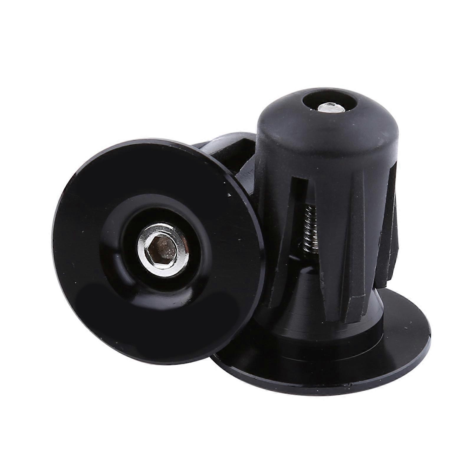 2pcs Colorful Aluminum Bike Bicycle Handlebars Bar Grips End Plugs Caps (Black)