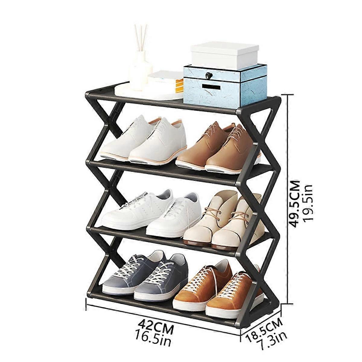 X-Shaped Shoe Rack Multifunctional Steel Assembly Shoecase,White