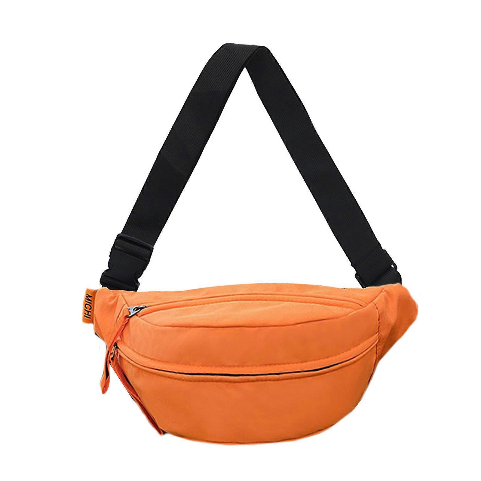 軽量クロスボディチェストバッグファニーパックウエストバッグ調節可能なストラップ付きスリムベルトバッグファッションナイロンショルダーバッグオレンジ