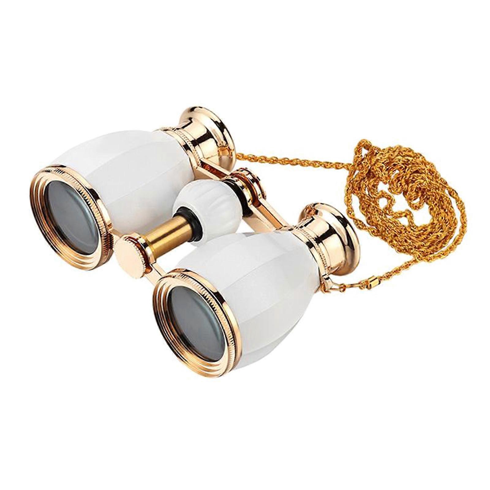 Lightweight Theater Binoculars Opera Glasses Binoculars with Chain Enjoy Live Performances with Clearly Optics Tool White