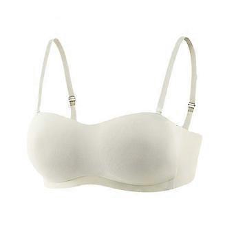 Damen Gepolstertes Tube Top Trägerloser BH Unsichtbare Tube Tops Nahtlos Atmungsaktiv Wireless Büstenhalter Push Up BHs Dessous Weiß XL
