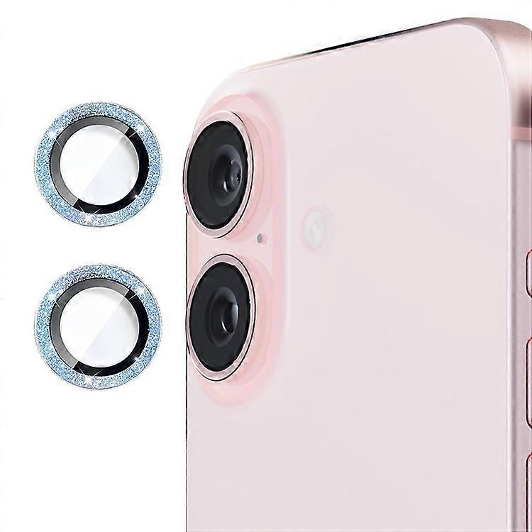 ENKAY HAT PRINCE 1Set Compatible For iPhone 16 / 16 Plus Camera Lens Film Glitter Metal Ring Lens Protector