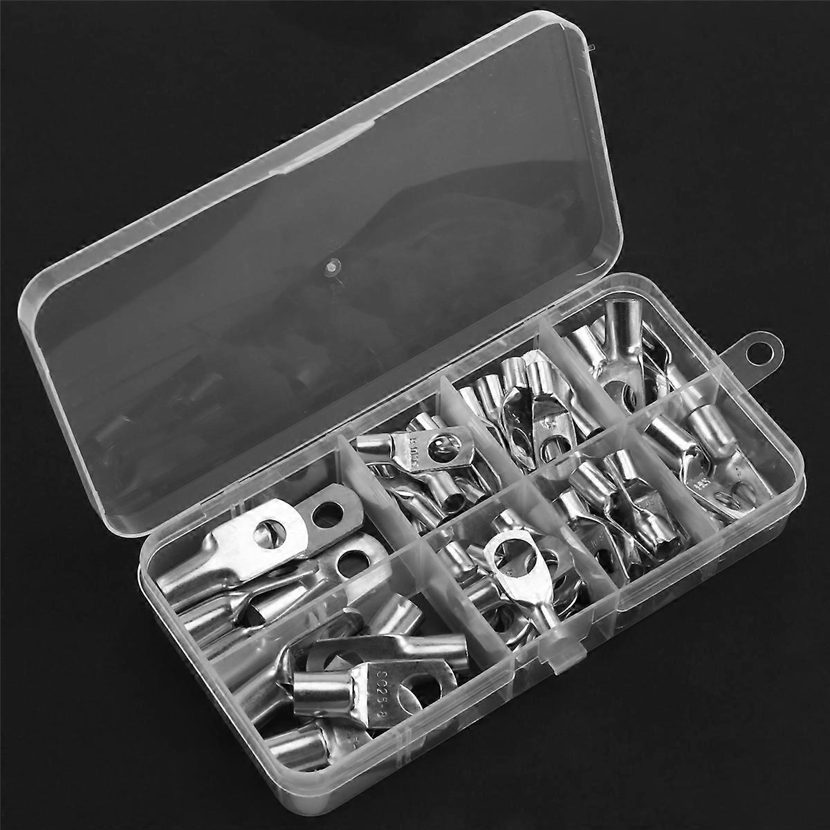 -50B Cable Lug Crimping Tool Kit 60pcs Copper Ring Terminals 10-1/0 AWG 8 Sizes for Heavy Duty Wire Connections