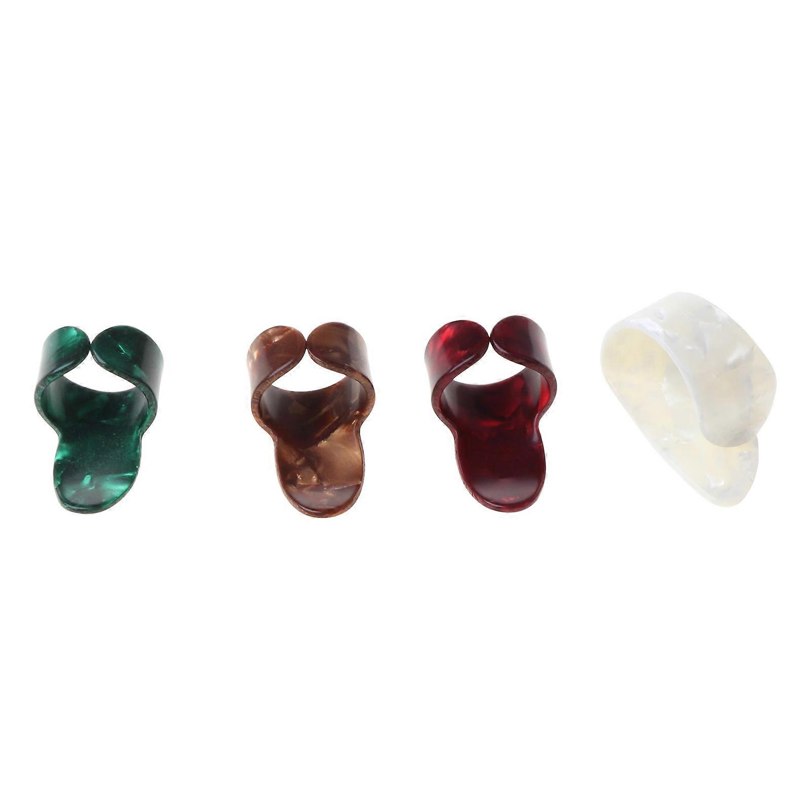 4pcs / set Nouveau Plastique 1 Pouce + 3 Doigt Ongle Guitare Médiators Plectres Set Multi