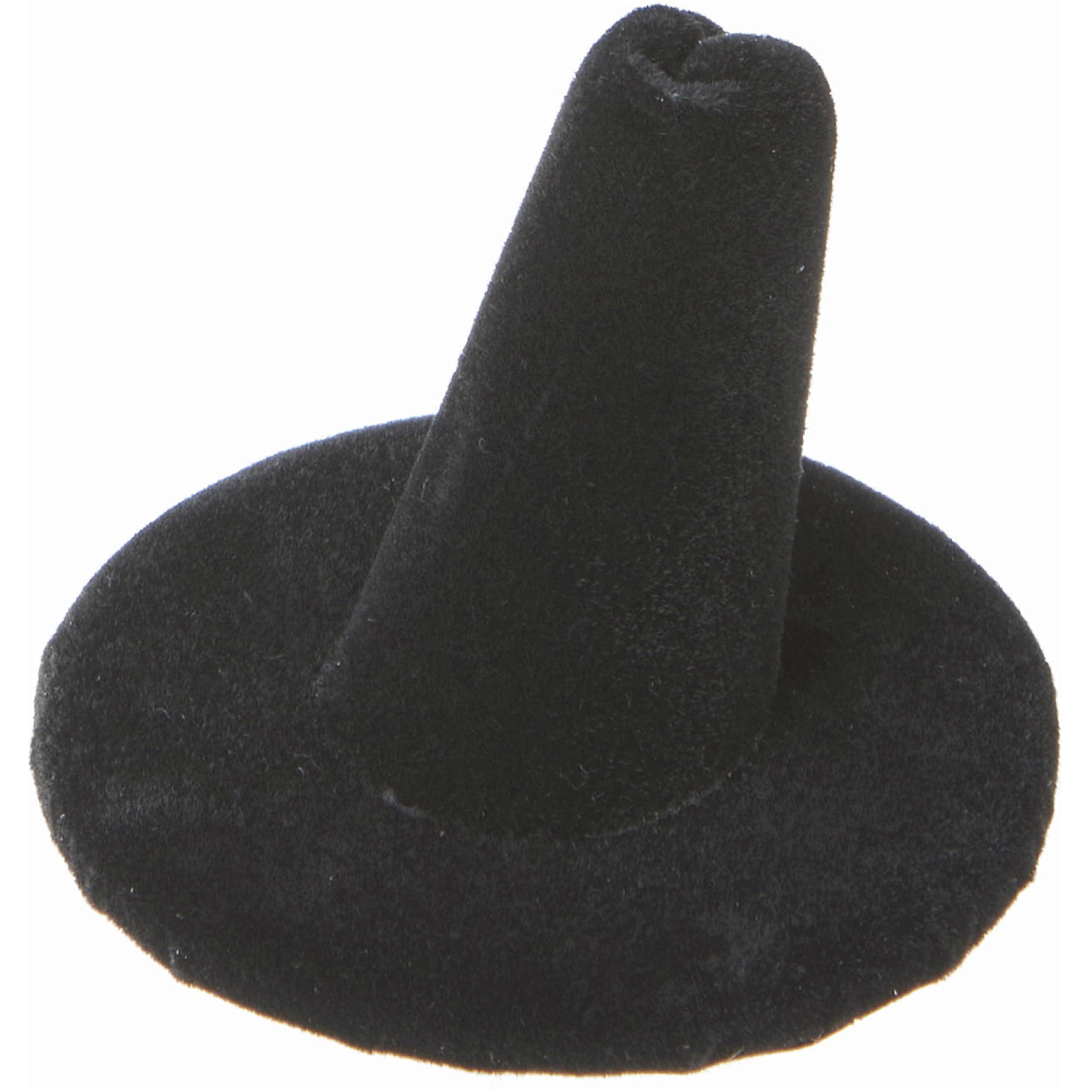 Black Velvet Ring Display, Round Base, Single Ring, 2 In W x 2 In D x 1.25 In H