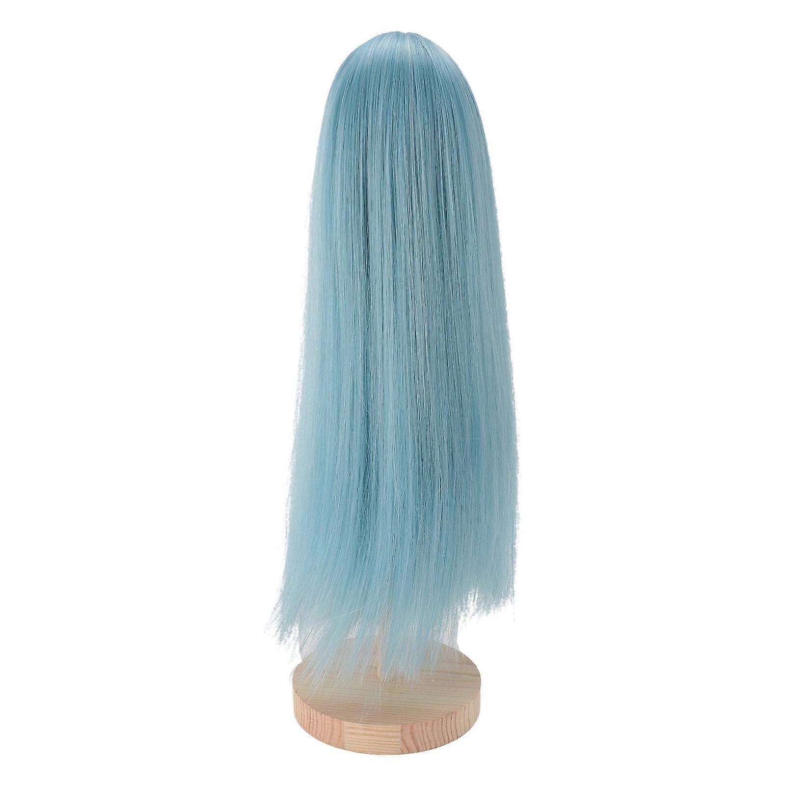 Doll Wig Professional DIY Hand Crafted Soft Heat Resistance Middle Part Long Straight Doll Wig for Doll Making Light Grayish Blue 
