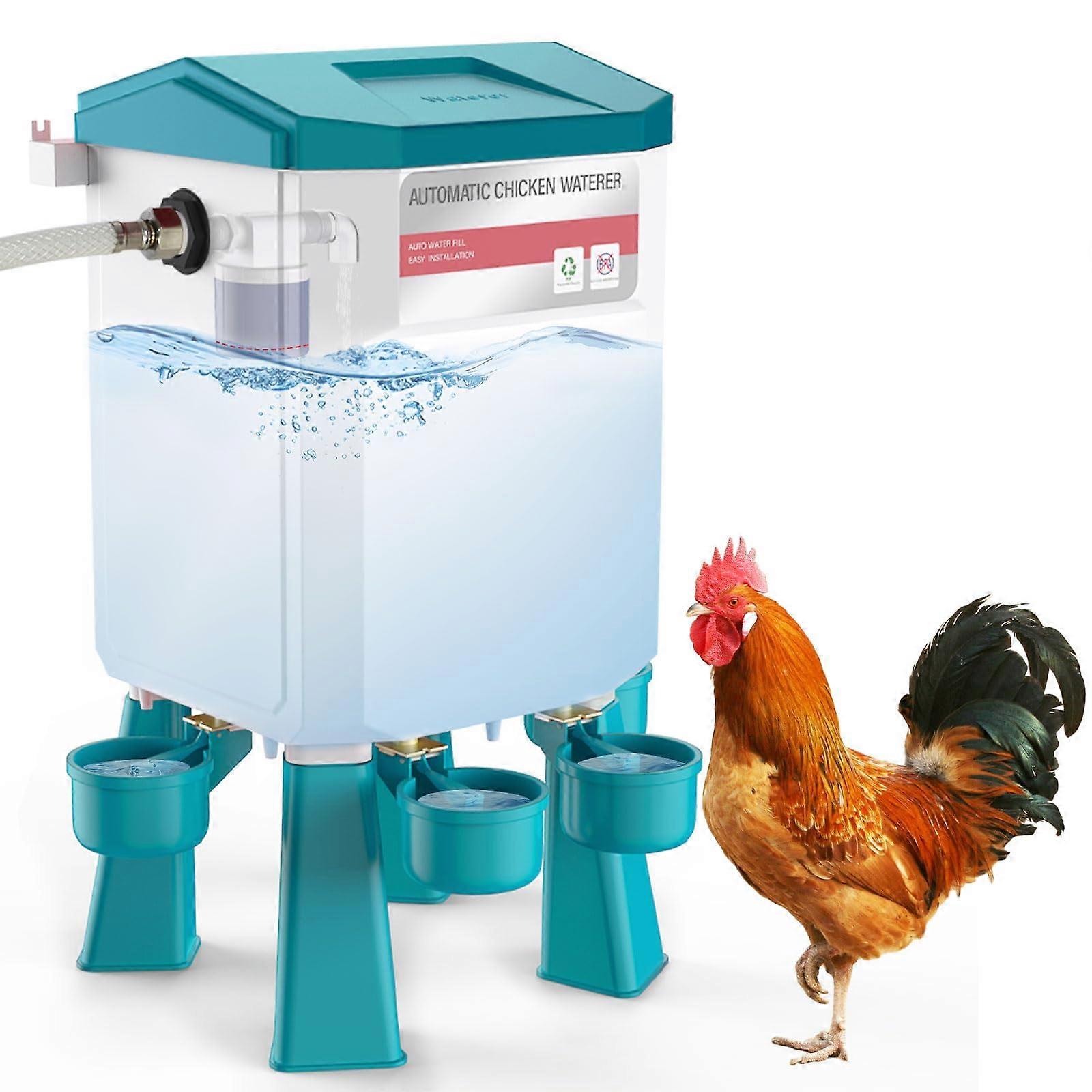 4 Cups Blue Chicken Waterer for Quails with 2 Gallon Capacity