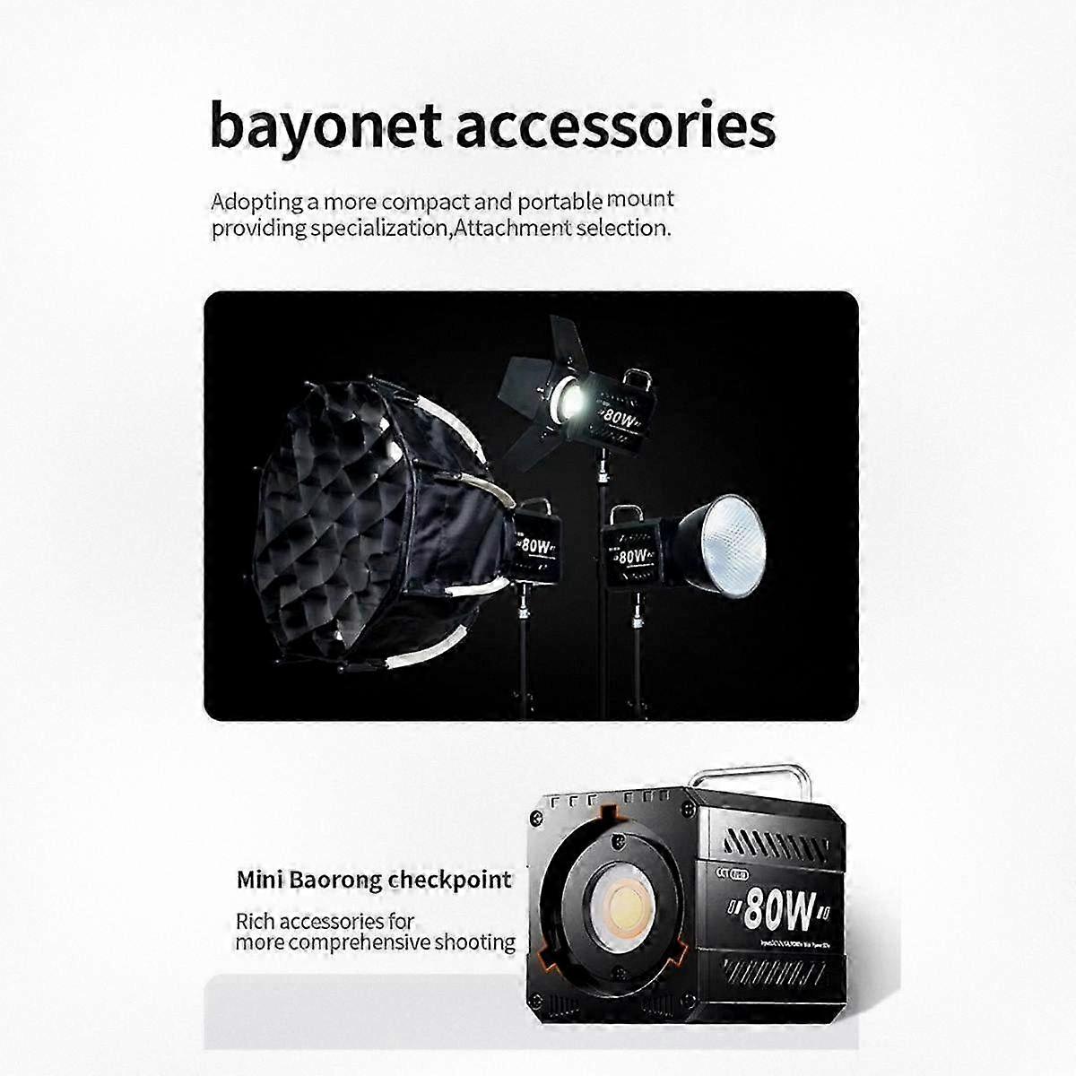 80W COB Adjustable Camera Light with 2500K-6500K Color Temperature, LED Photography Lighting for Studio, Film, Live Streaming, US Power Plug