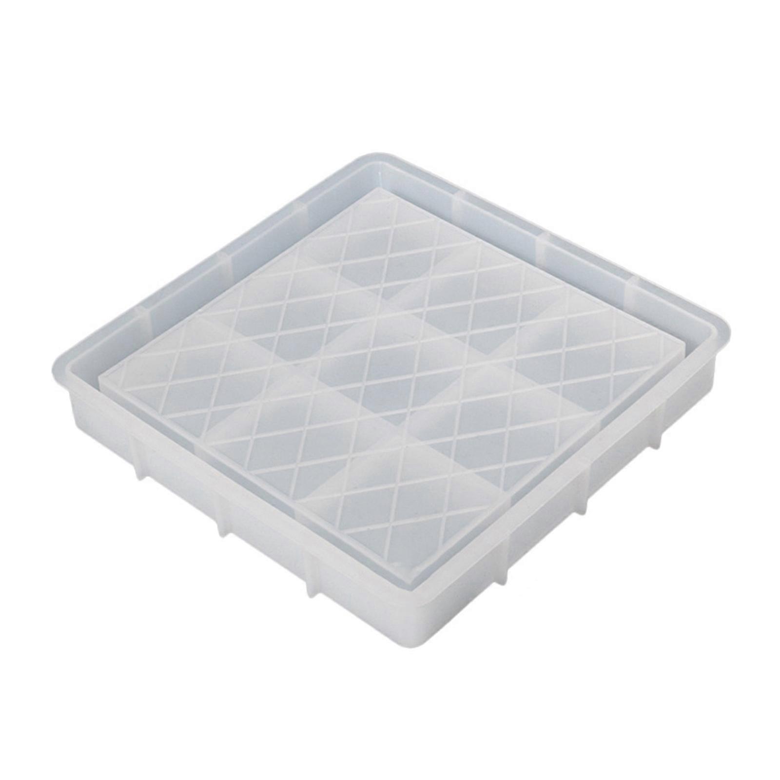Diamond Resin Tray Mold with Edges Silicone Tray Mold for Resin Casting Square Rectangle Plate Epoxy Casting Mold DIY