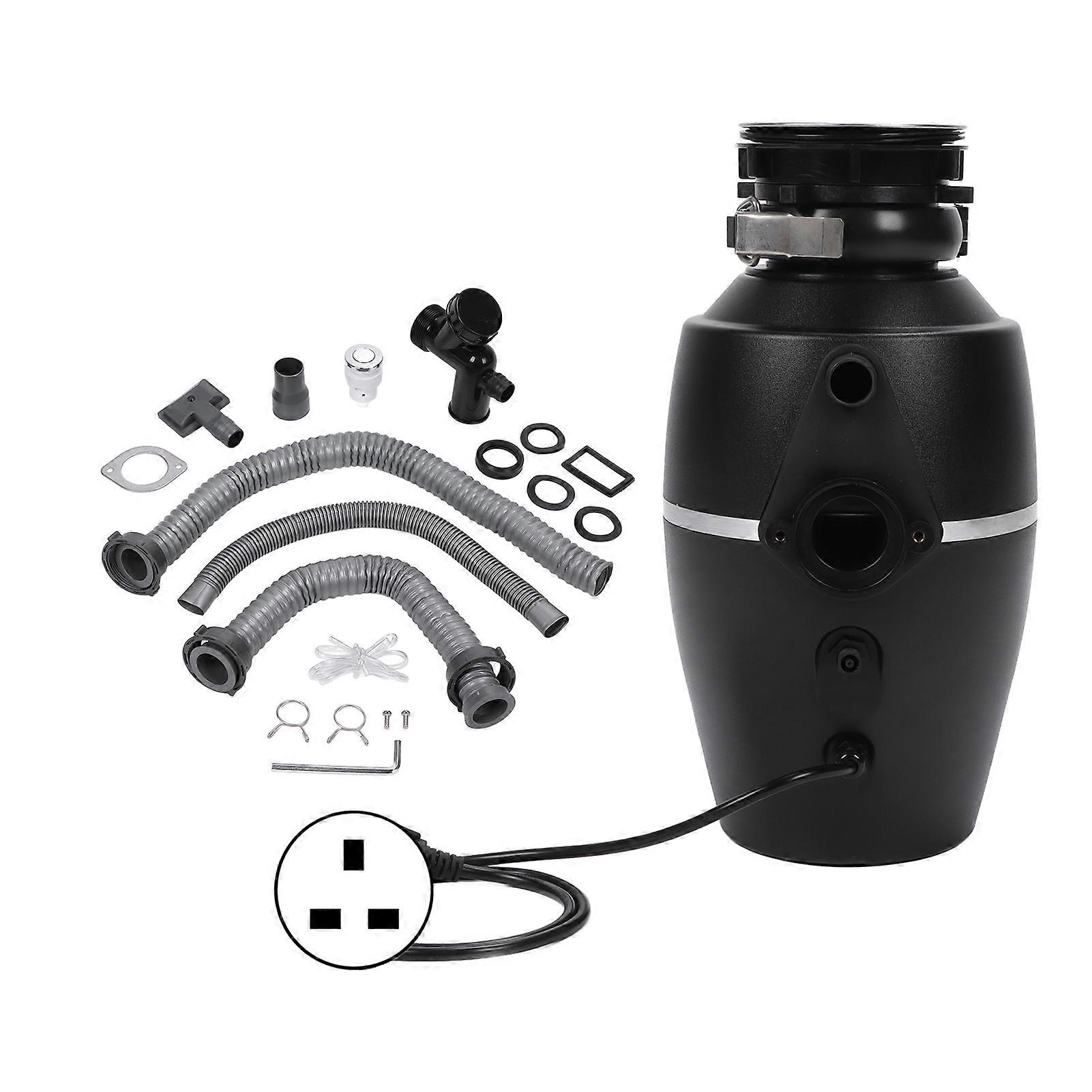 Continuous Feed Garbage Disposal Black 3800RPM Quiet Running Downspout Waste Disposal for Kitchen 1HP