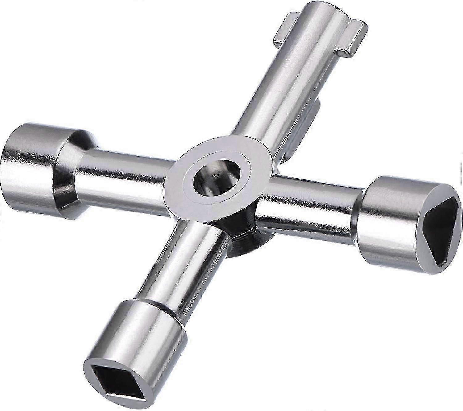 Key 4-Way Multi-Functional Utilities Key for Electric Cupboard Cabinet Opening Key (Silver)