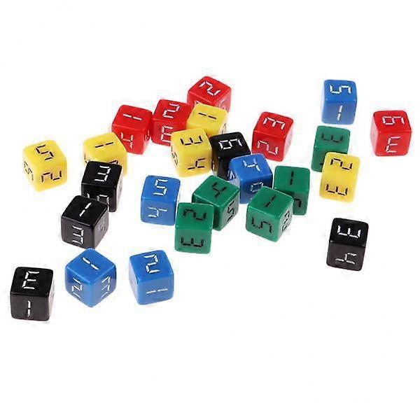 2x 25pcs Acrylic 5-Colors 6 Side Dice 6-Die D6 for DND Game