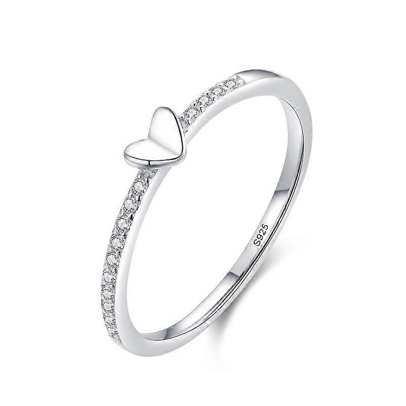 Xsl Jiamei 100 %925 Sterling Silver Heart -Shaped Ring Simple Set 5a Zircon Charm Finger Ring Women 'S Party Accessory Jewelry