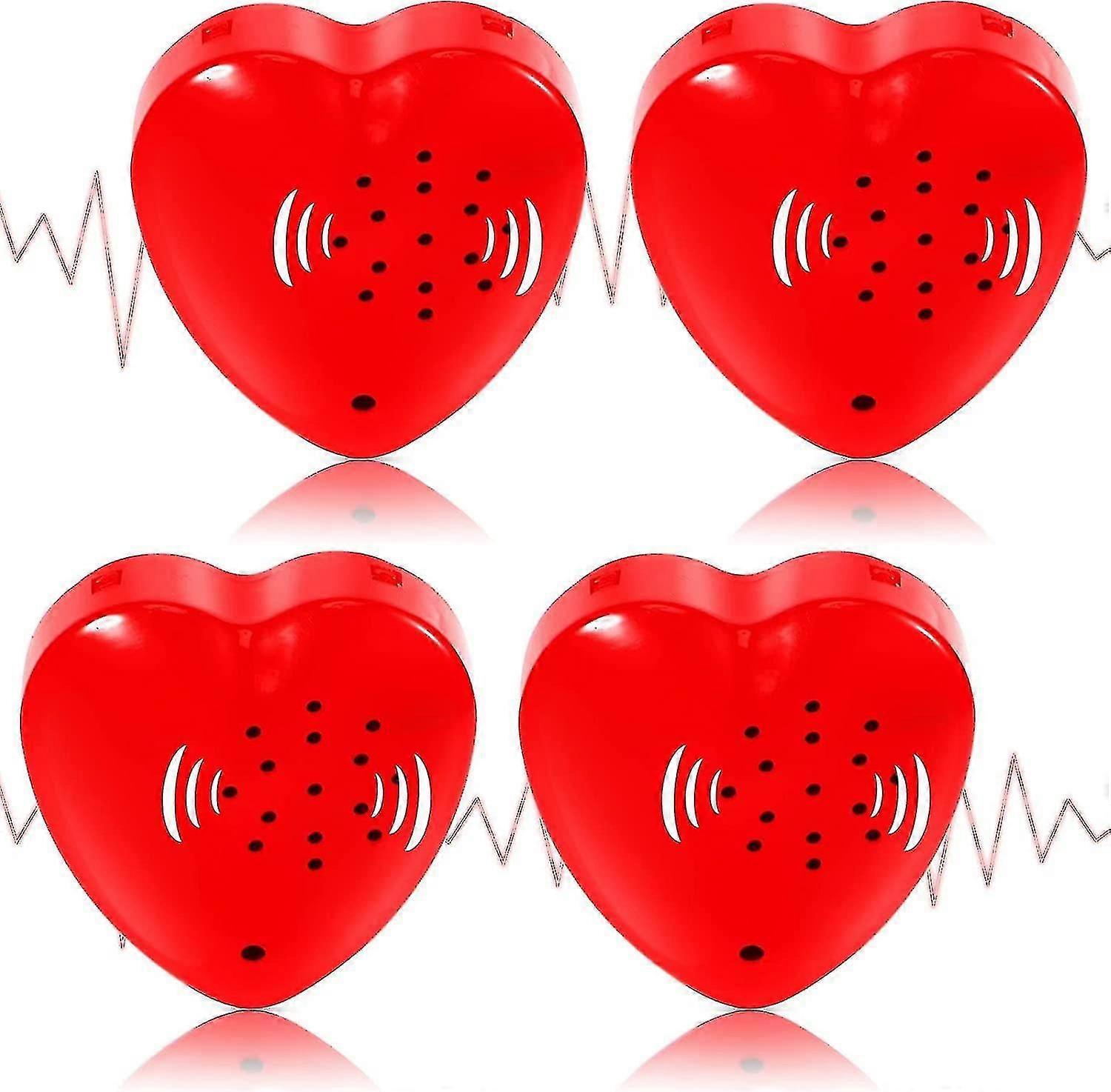 4 Pcs Voice Recorder Plush Animal Push Button Sound Recorder Bear Heart Sound Module, Red