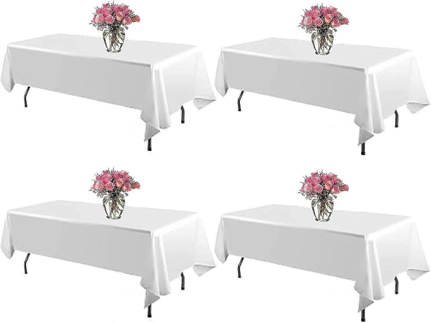 2025 Latest Model  4 Pack White Rectangle Tablecloth 60 x 102 Inch for 6 FT