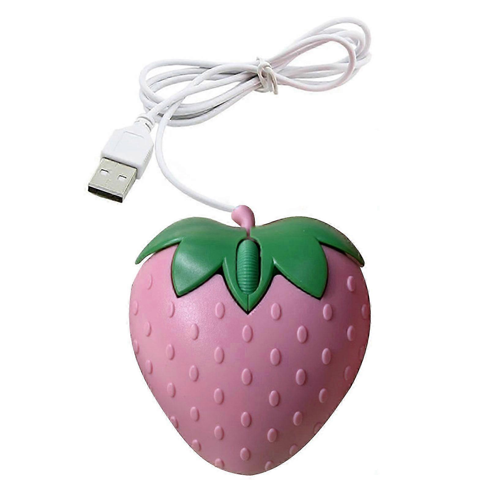suitable for Cute Strawberry Mouse Ergonomics Cozy Grip Plug-Play USB Wired Mouse Computer Accessories Mute Optical Mouse for Laptop Tablet Office Sup