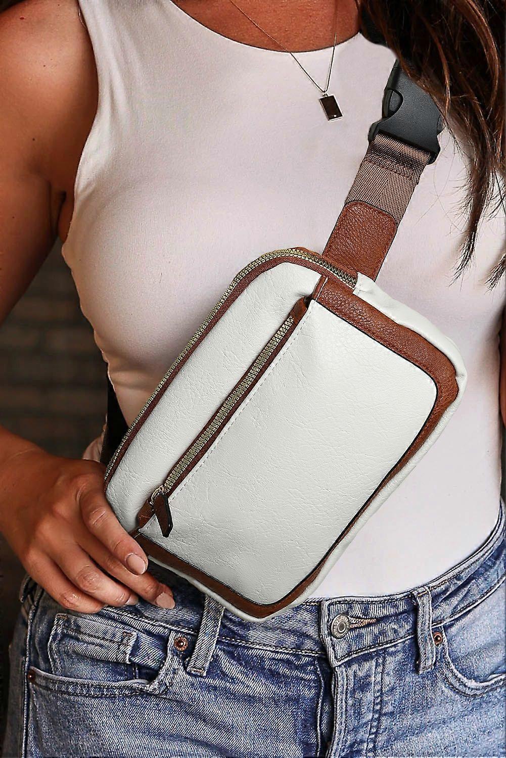 Women's White Adjustable Strap Mini PU Leather Crossbody Bag