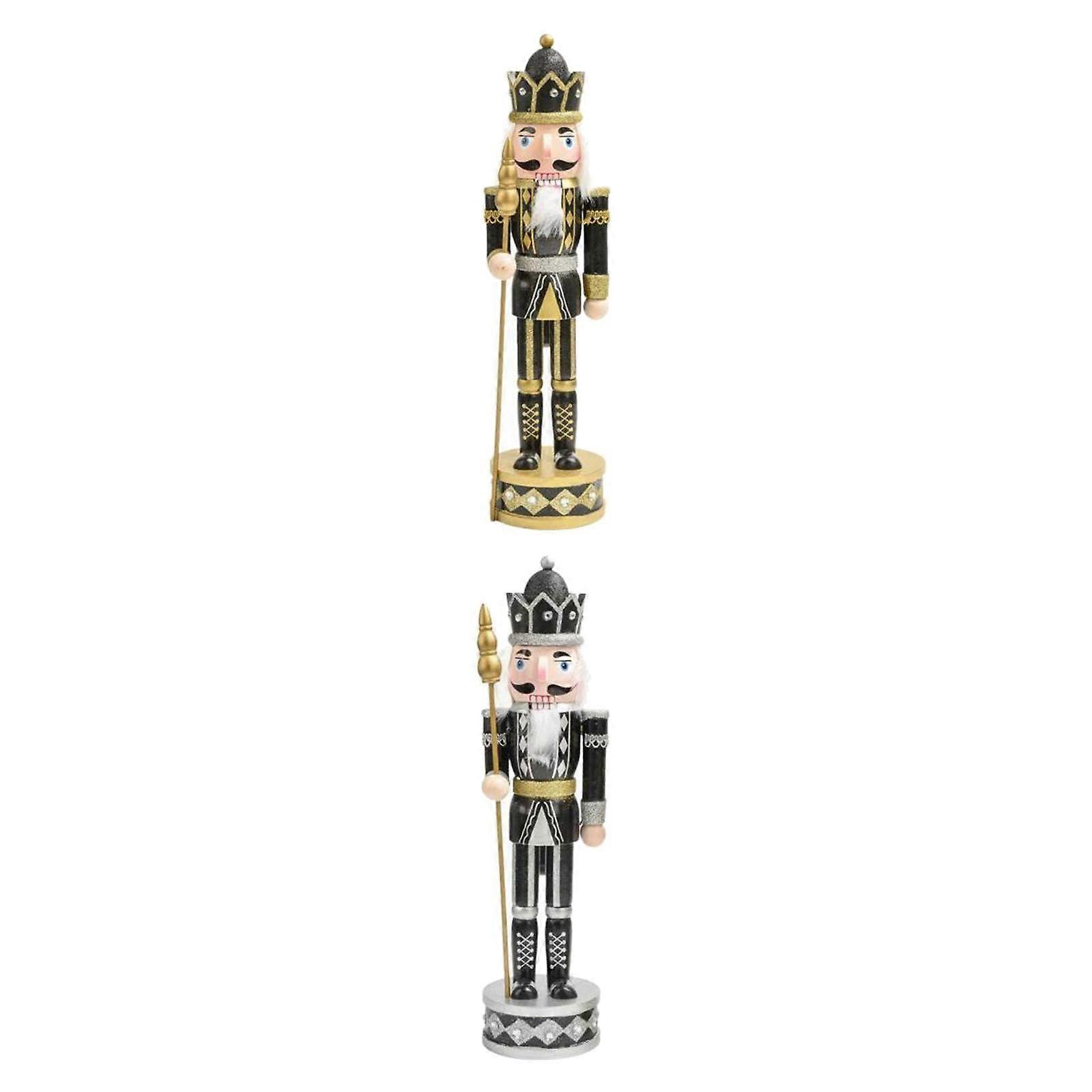 2x Handmade Nutcracker Figures Traditional Figurine for