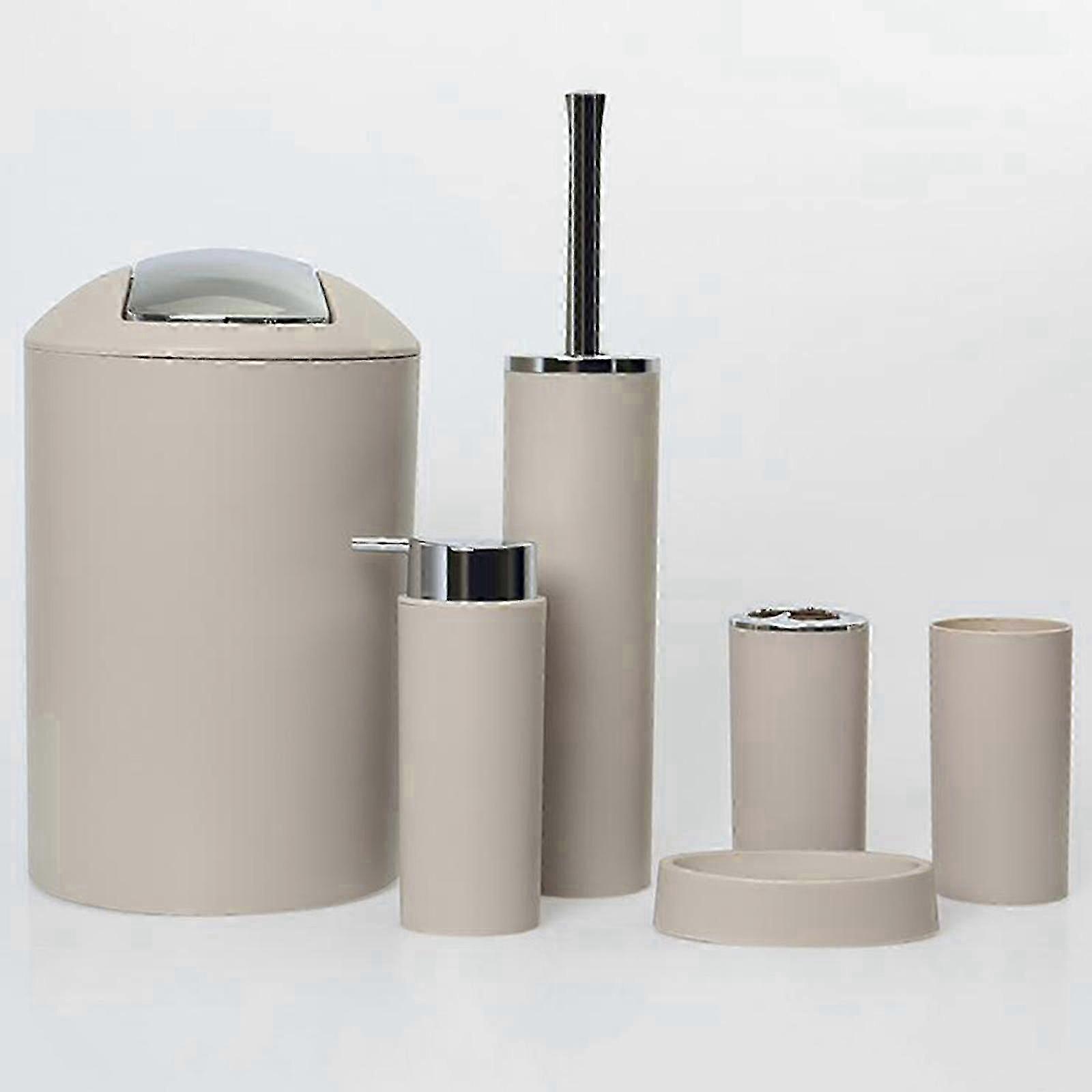 6PCS Tvålkopp, Papperskorg, Toalettborste-Yvan Badrumstillbehör Set Tumlare, Tandborsthållare, Lotiondispenser,