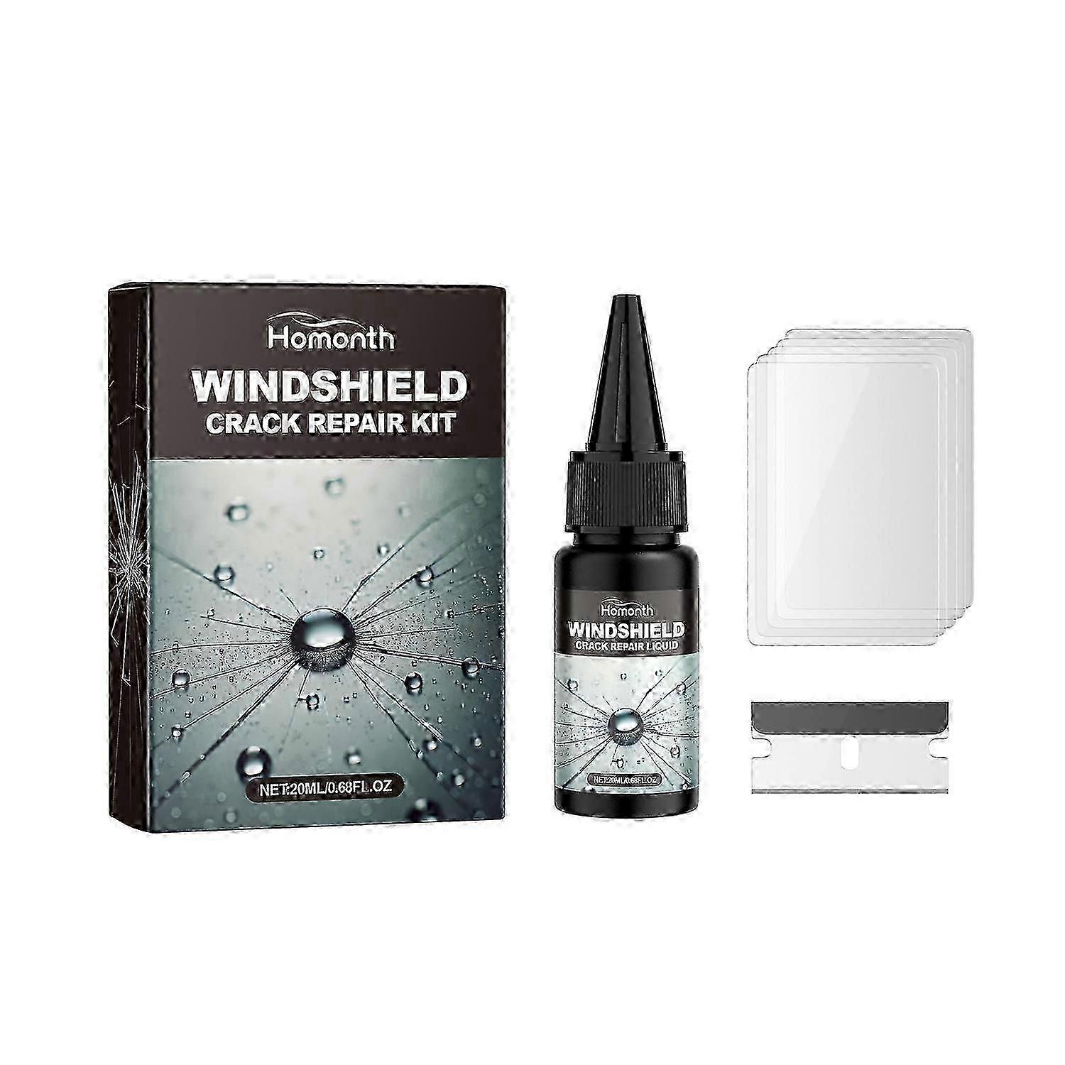 Homonth Windshield Crack Repair Kit, Car Front Windshield Nano Repair Solution Package Quickly Repai