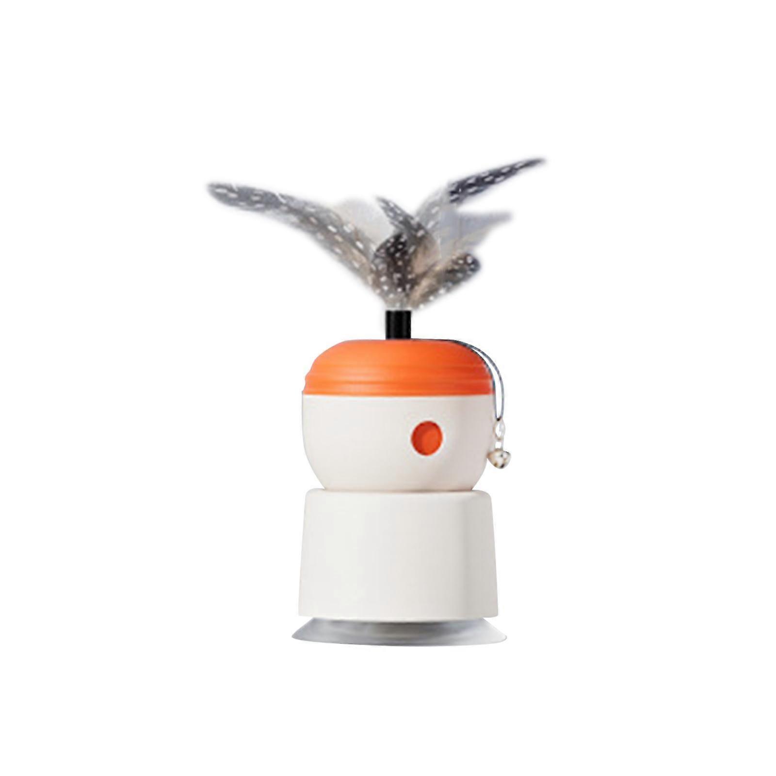 Cat Treat Dispenser Chase Exercise Spring Loaded Funny Feather Toy with Bell