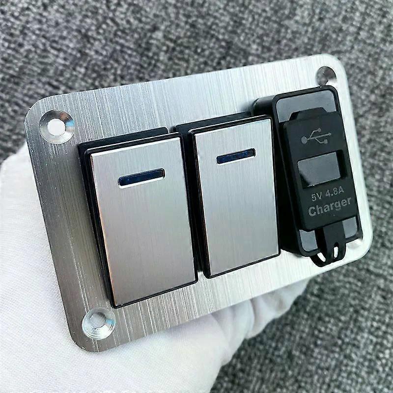 Aluminum Toggle Switch Panel LED Light Switch ON-OFF Rocker Switch Panel LED Toggle Switch Panel compatible for  Marine Caravan RV