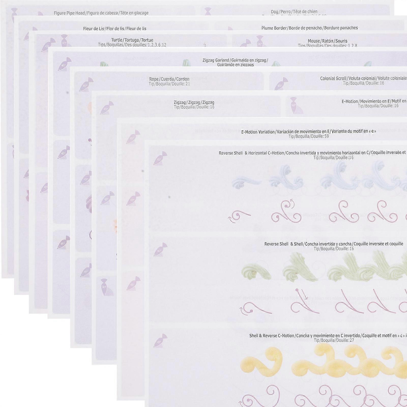 It looks like you're describing a product listing for **cake decorating practice sheets** or **piping paper drawings** used in **DIY baking and