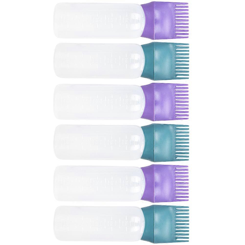 6pcs Hair Color Root Applicator Bottles with Comb Tips Reusable Hair Oil Applicators for Home Salon Use Graduated Scale for Precise Dyeing Deep Green