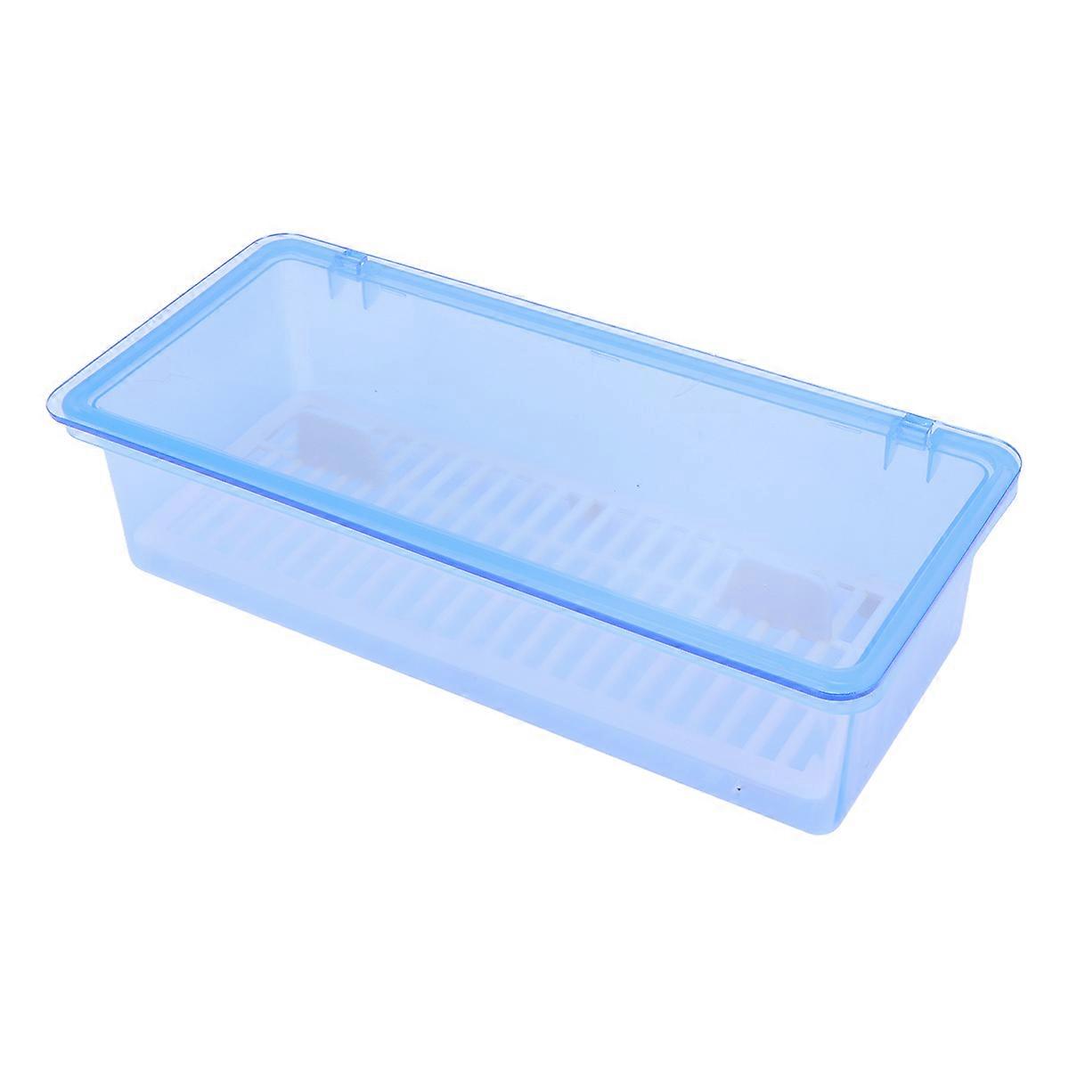 Transparent Chopsticks Drain Storage Box Kitchen Tableware Storage Organizer With Lid Food Grade Utensil Container For Clean And Dry Cutlery Blue