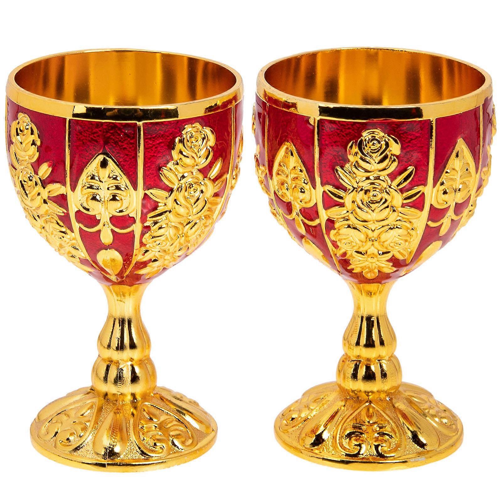 Elegant Red Wine Goblets Set of 2 Lightweight Vintage Whisky Glasses with Non Slip Base for Home Bar, Parties, and Weddings European Style