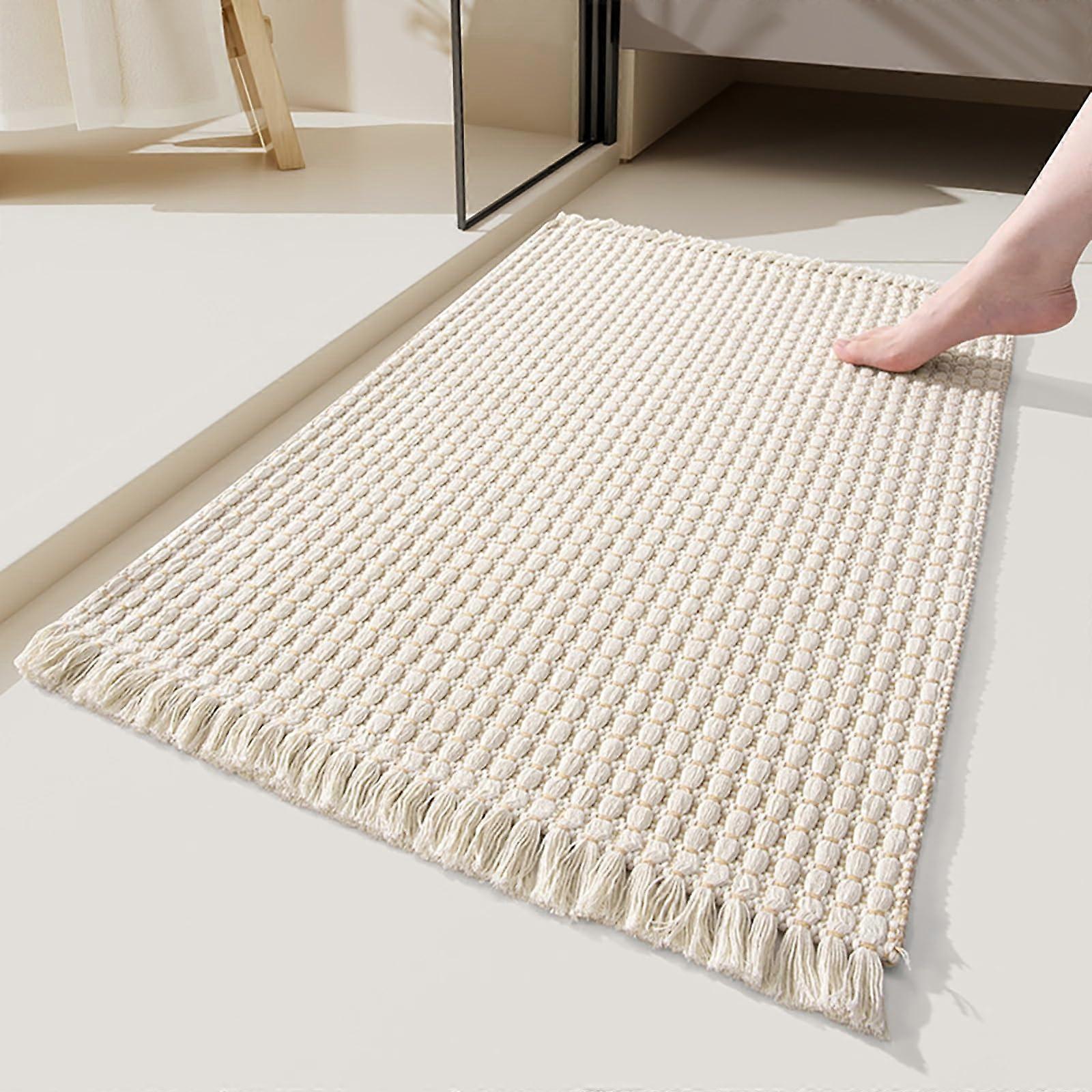 Kitchen and bath mat for multiple surfaces – durable, woven, rubber grip, quickdrying, beige, 40x60cm